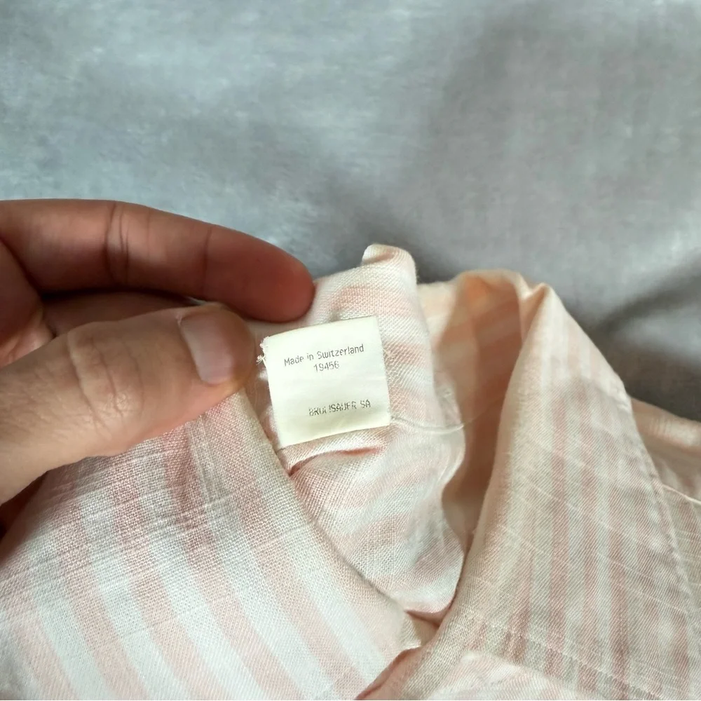 Vintage Maus & Hoffman Cotton Striped Button Shirt Mens Medium Pink 80s - Picture 7 of 11